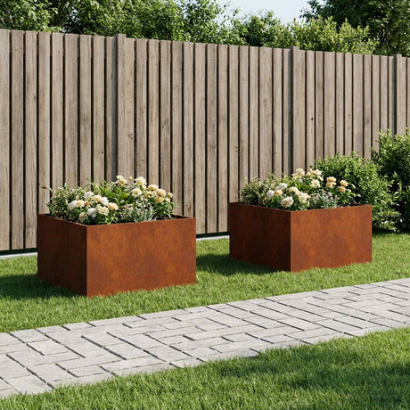 Vidaxl plantenbak 2 st roestkleurig 100 x 100 x 40 cm weervast staal