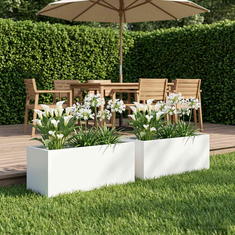 Vidaxl plantenbak 2 st wit 40 x 20 x 20 cm koudgewalst staal
