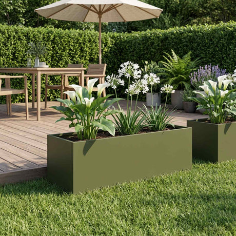 Vidaxl plantenbak olijfgroen 40 x 20 x 20 cm koudgewalst staal