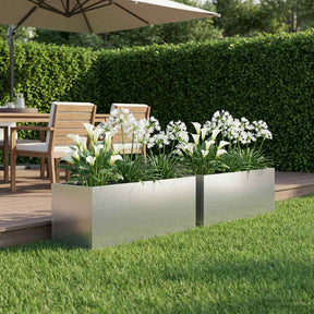 Vidaxl plantenbak 2 st zilver 60 x 20 x 20 cm gegalvaniseerd staal