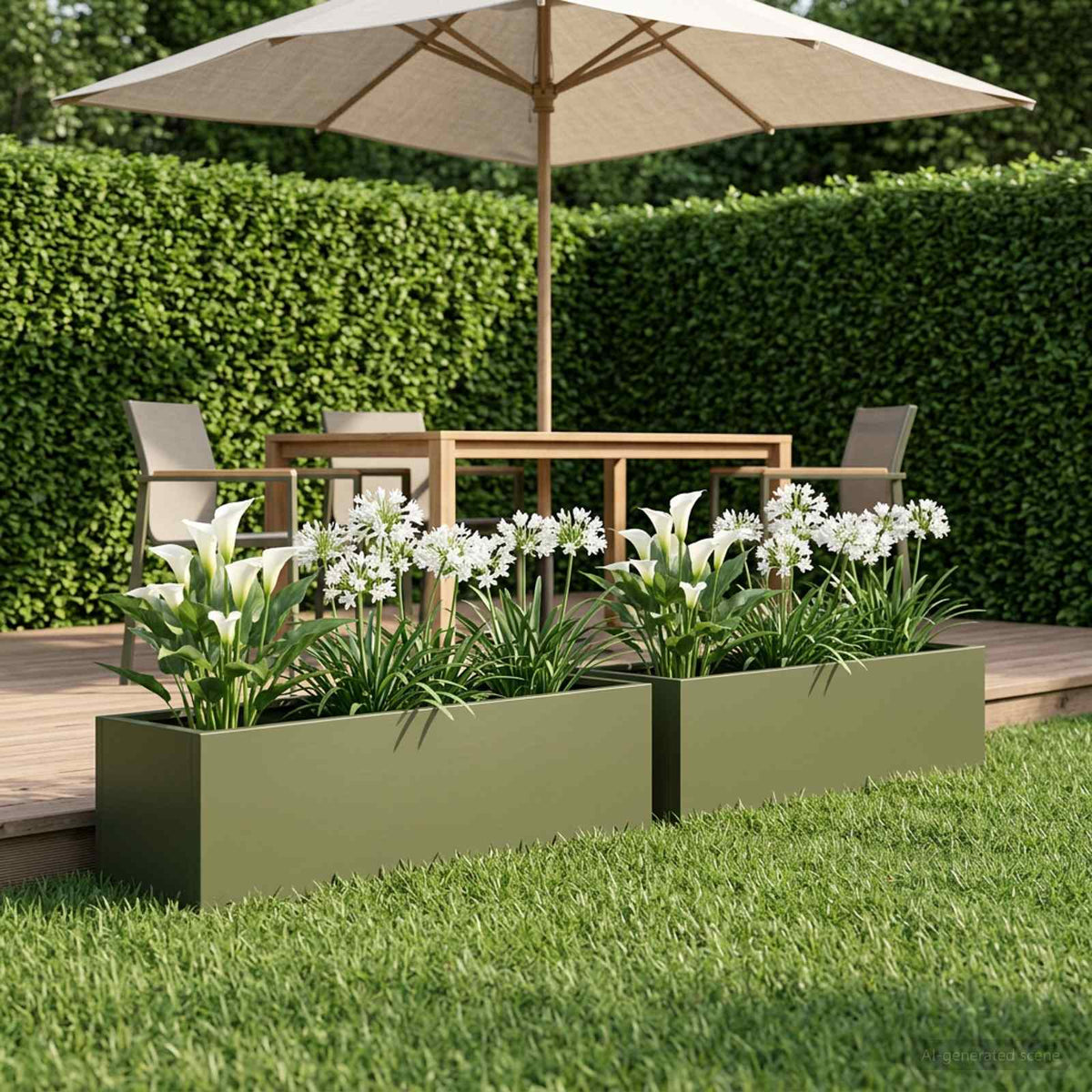 Vidaxl plantenbak 2 st olijfgroen 80 x 20 x 20 cm koudgewalst staal