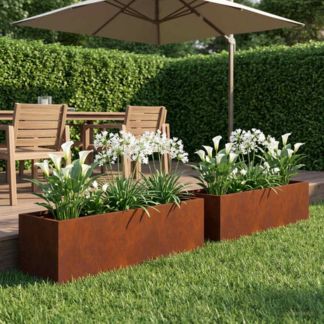 Vidaxl plantenbak 2 st roestkleurig 100 x 20 x 20 cm weervast staal