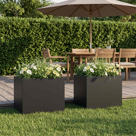 Vidaxl plantenbak 2 st zwart 40 x 30 x 30 cm koudgewalst staal