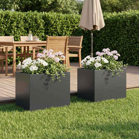 Vidaxl plantenbak 2 st antraciet 40 x 30 x 30 cm koudgewalst staal