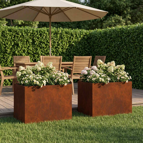 Vidaxl plantenbak 2 st roestkleurig 40 x 30 x 30 cm weervast staal