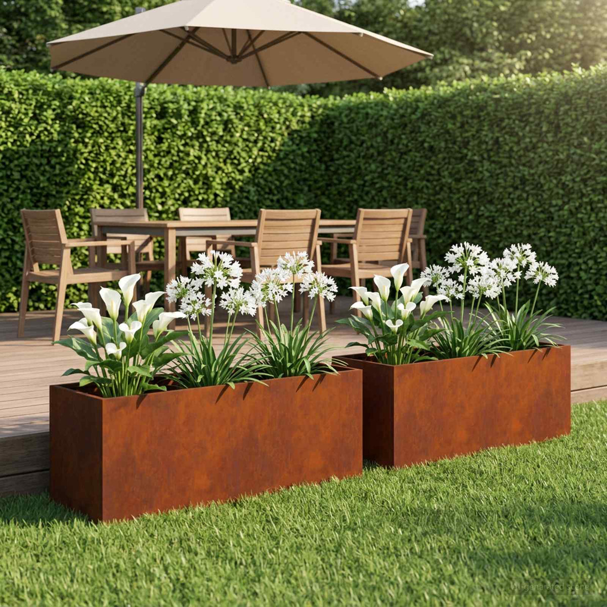 Vidaxl plantenbak 2 st roestkleurig 80 x 30 x 30 cm weervast staal