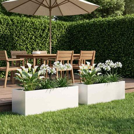 Vidaxl plantenbak 2 st wit 100 x 30 x 30 cm koudgewalst staal