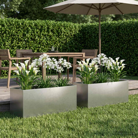 Vidaxl plantenbak 2 st zilver 100 x 40 x 40 cm roestvrij staal