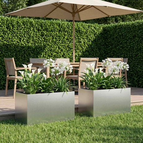Vidaxl plantenbak 2 st zilver 80 x 50 x 50 cm gegalvaniseerd staal