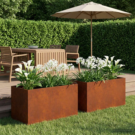 Vidaxl plantenbak 2 st roestkleurig 80 x 50 x 50 cm weervast staal