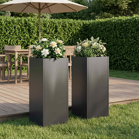 Vidaxl plantenbak 2 st zwart 20 x 20 x 50 cm koudgewalst staal