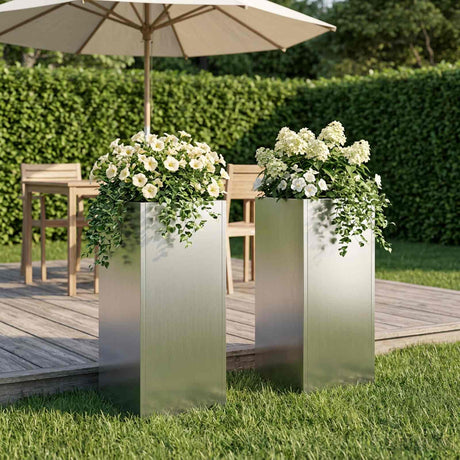 Vidaxl plantenbak 2 st zilver 20 x 20 x 50 cm gegalvaniseerd staal