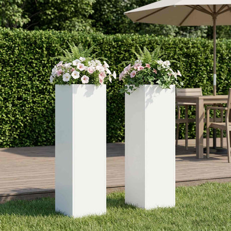 Vidaxl plantenbak 2 st wit 20 x 20 x 75 cm koudgewalst staal