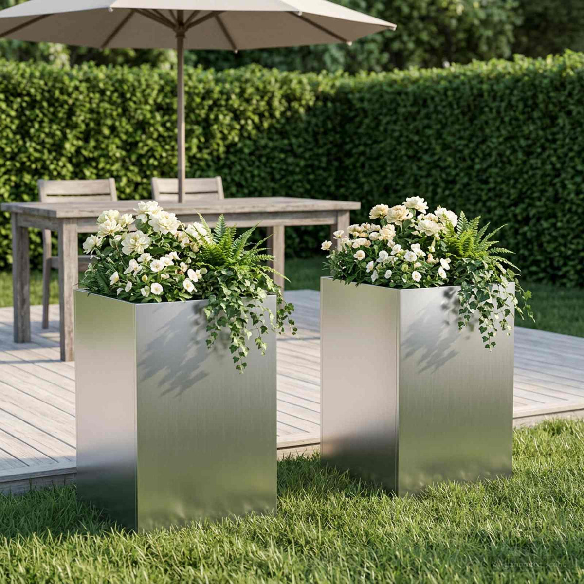 Vidaxl plantenbak 2 st zilver 30 x 30 x 40 cm gegalvaniseerd staal
