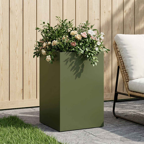 Vidaxl plantenbak olijfgroen 40 x 40 x 50 cm koudgewalst staal