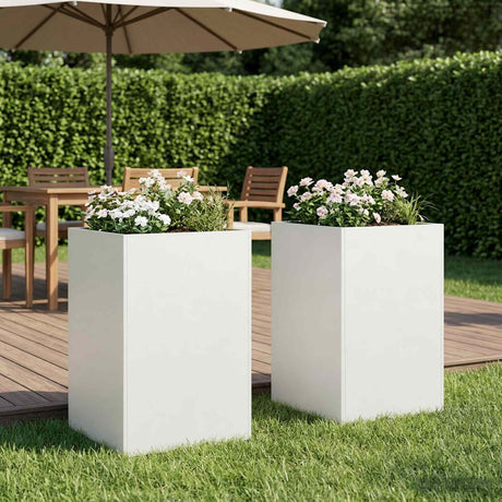 Vidaxl plantenbak 2 st wit 40 x 40 x 75 cm koudgewalst staal