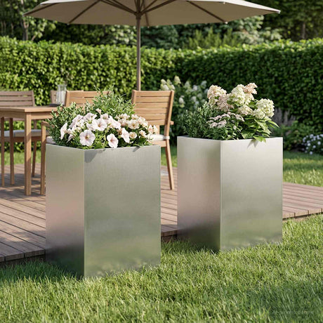 Vidaxl plantenbak 2 st zilver 40 x 40 x 75 cm roestvrij staal
