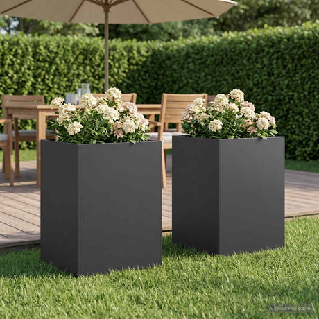 Vidaxl plantenbak 2 st zwart 50 x 50 x 75 cm koudgewalst staal