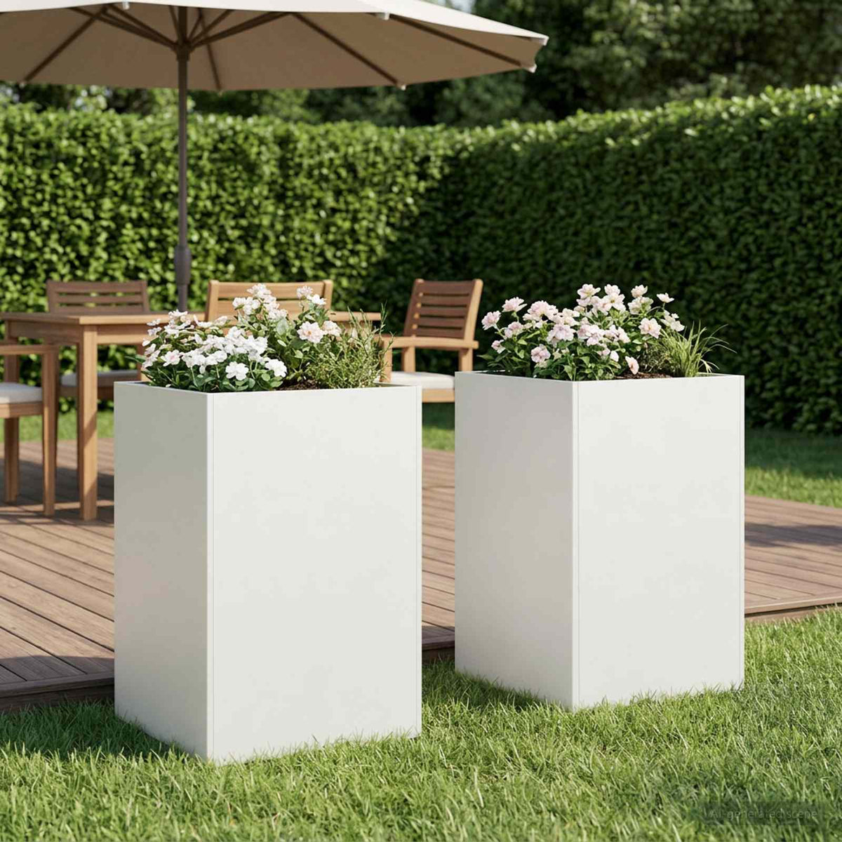 Vidaxl plantenbak 2 st wit 50 x 50 x 75 cm koudgewalst staal