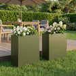 Vidaxl plantenbak 2 st olijfgroen 40 x 20 x 40 cm koudgewalst staal