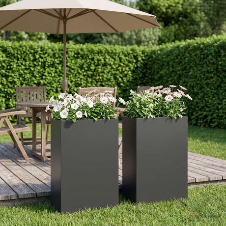 Vidaxl plantenbak 2 st zwart 40 x 20 x 75 cm koudgewalst staal