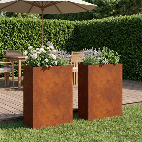 Vidaxl plantenbak 2 st roestkleurig 40 x 20 x 75 cm weervast staal