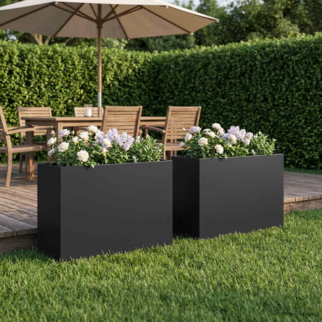 Vidaxl plantenbak 2 st zwart 50 x 20 x 40 cm koudgewalst staal