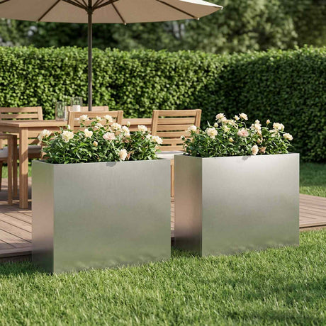 Vidaxl plantenbak 2 st zilver 50 x 20 x 40 cm roestvrij staal