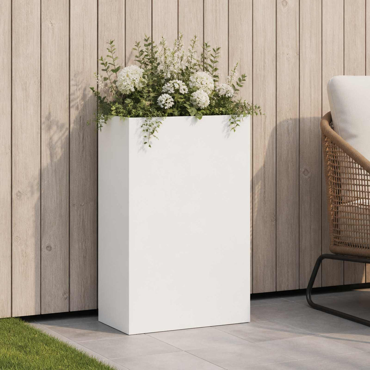 Vidaxl plantenbak wit 50 x 20 x 75 cm koudgewalst staal
