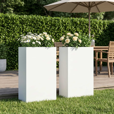 Vidaxl plantenbak 2 st wit 50 x 20 x 75 cm koudgewalst staal