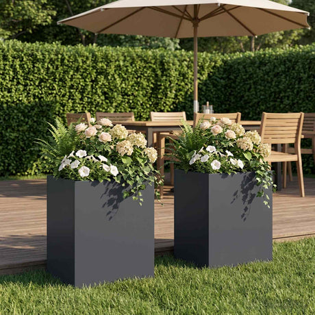 Vidaxl plantenbak 2 st antraciet 40 x 30 x 40 cm koudgewalst staal