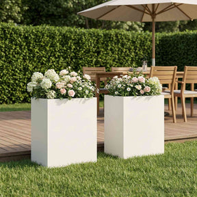 Vidaxl plantenbak 2 st wit 40 x 30 x 50 cm koudgewalst staal