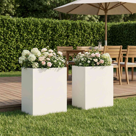 Vidaxl plantenbak 2 st wit 40 x 30 x 50 cm koudgewalst staal