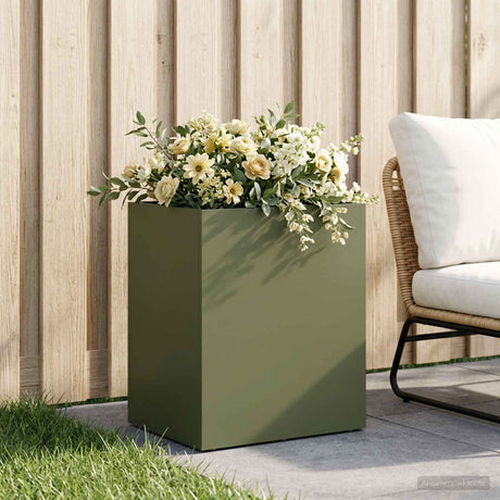 Vidaxl plantenbak olijfgroen 40 x 30 x 50 cm koudgewalst staal