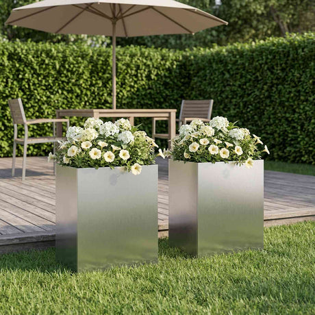 Vidaxl plantenbak 2 st zilver 40 x 30 x 50 cm roestvrij staal