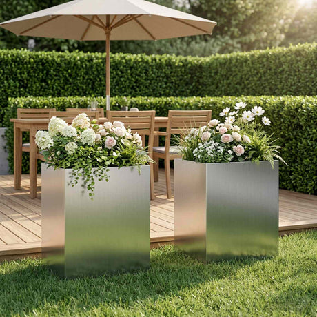 Vidaxl plantenbak 2 st zilver 40 x 30 x 50 cm gegalvaniseerd staal
