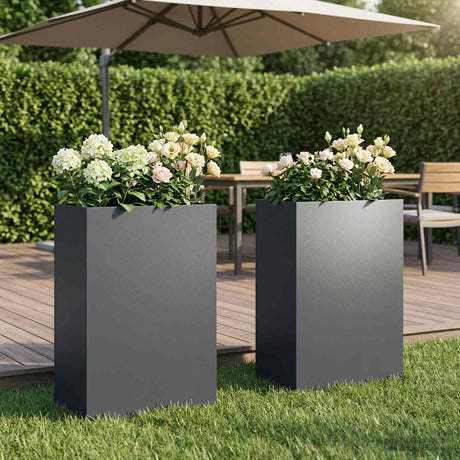 Vidaxl plantenbak 2 st antraciet 40 x 30 x 75 cm koudgewalst staal