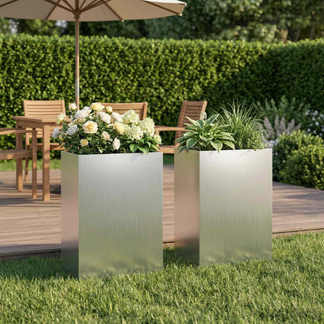 Vidaxl plantenbak 2 st zilver 40 x 30 x 75 cm gegalvaniseerd staal