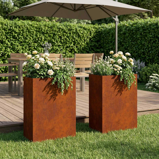 Vidaxl plantenbak 2 st roestkleurig 40 x 30 x 75 cm weervast staal