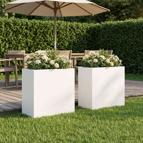 Vidaxl plantenbak 2 st wit 50 x 30 x 40 cm koudgewalst staal