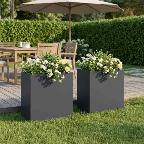 Vidaxl plantenbak 2 st antraciet 50 x 30 x 40 cm koudgewalst staal