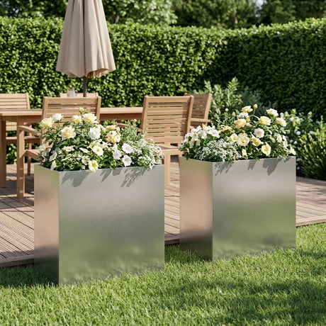 Vidaxl plantenbak 2 st zilver 50 x 30 x 40 cm roestvrij staal