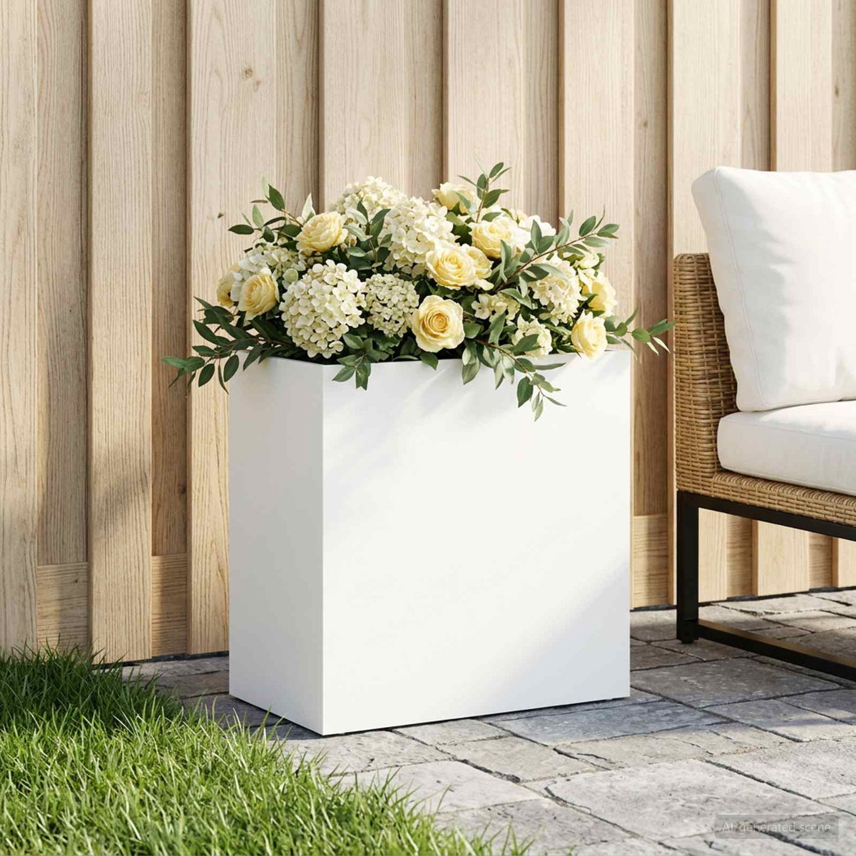 Vidaxl plantenbak wit 50 x 30 x 50 cm koudgewalst staal