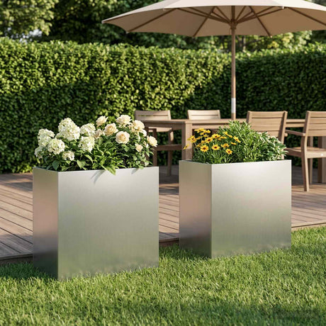 Vidaxl plantenbak 2 st zilver 50 x 30 x 50 cm gegalvaniseerd staal