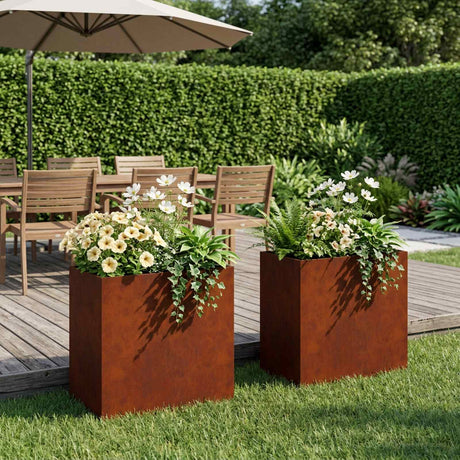 Vidaxl plantenbak 2 st roestkleurig 50 x 30 x 50 cm weervast staal