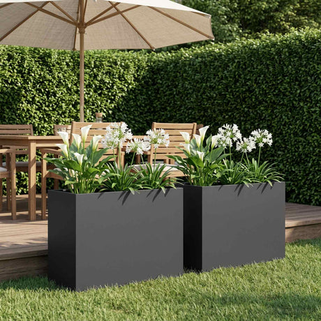 Vidaxl plantenbak 2 st zwart 60 x 30 x 40 cm koudgewalst staal