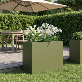 Vidaxl plantenbak olijfgroen 60 x 30 x 40 cm koudgewalst staal