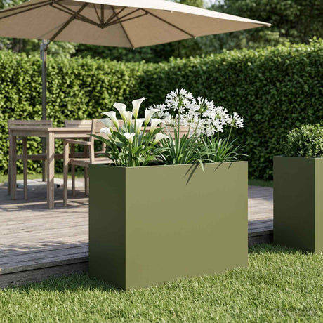 Vidaxl plantenbak olijfgroen 60 x 30 x 40 cm koudgewalst staal