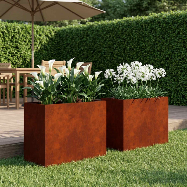 Vidaxl plantenbak 2 st roestkleurig 60 x 30 x 40 cm weervast staal