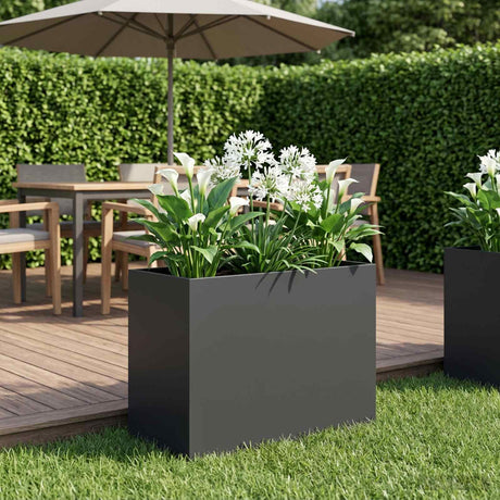 Vidaxl plantenbak zwart 60 x 30 x 50 cm koudgewalst staal